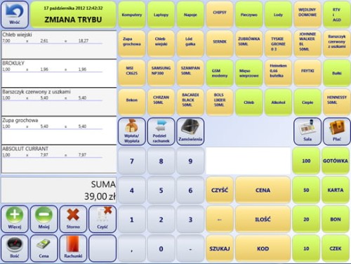 Vision Pos panel sprzedaż